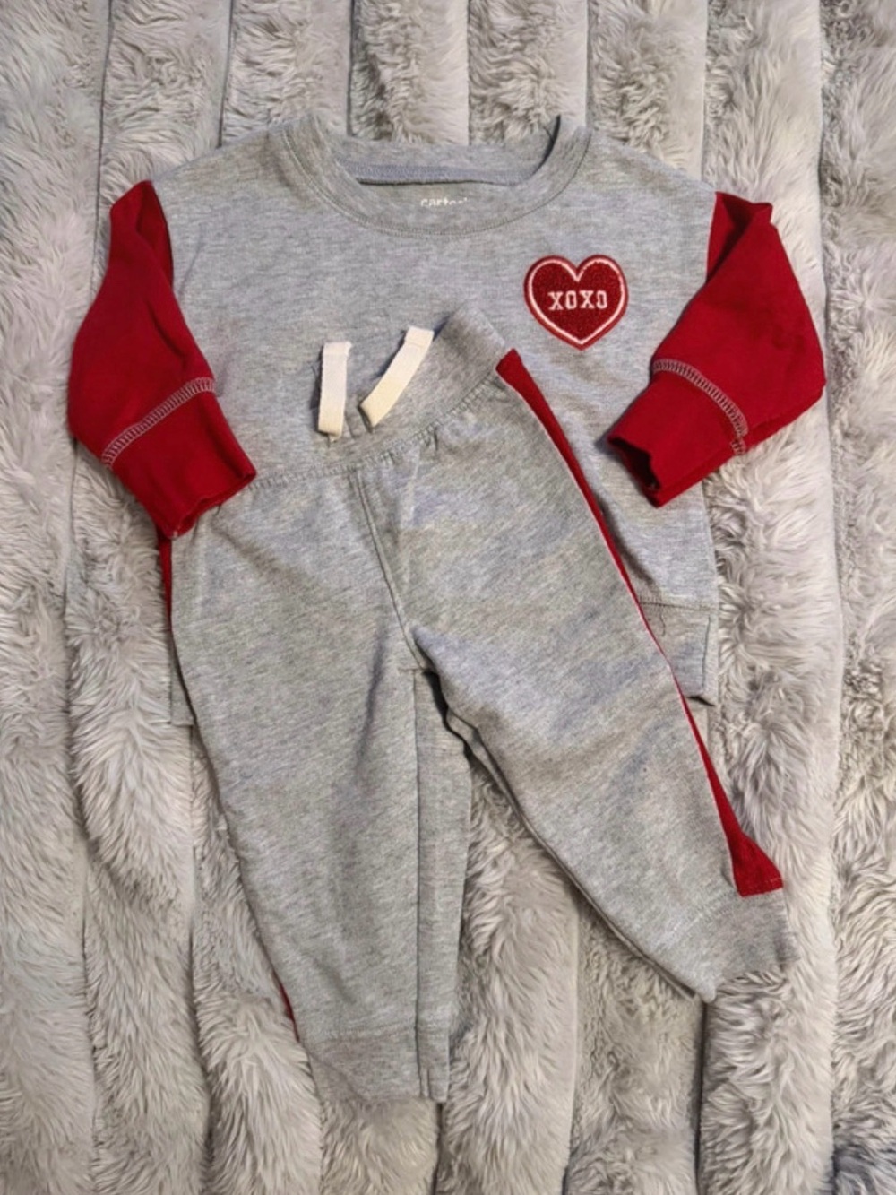 Carter's Grey & Red 'XOXO' Sweatshirt and Joggers Set